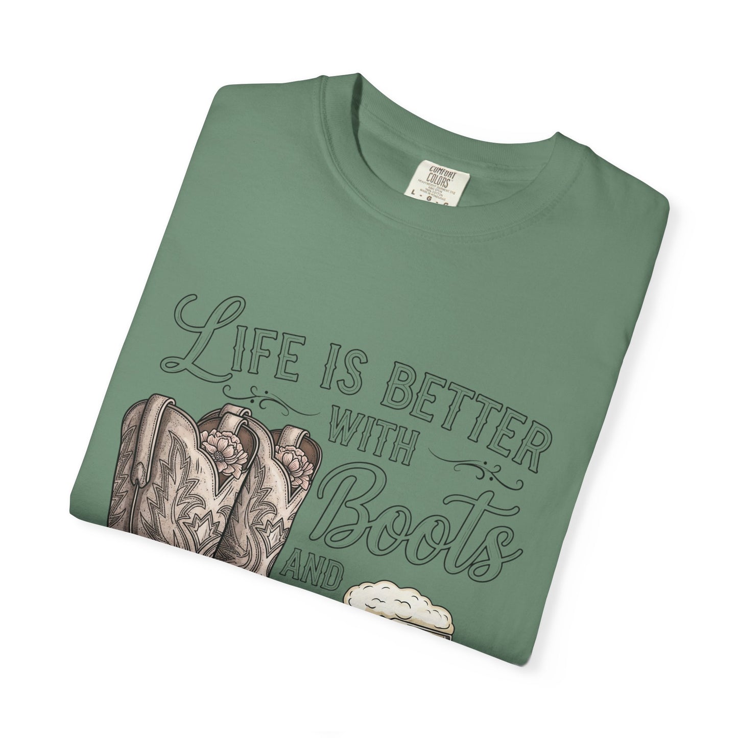 Life is Better with Boots and Beer T-Shirt, Cowboy Tee, Rustic Apparel, Western Style Shirt, Gift for Beer Lovers