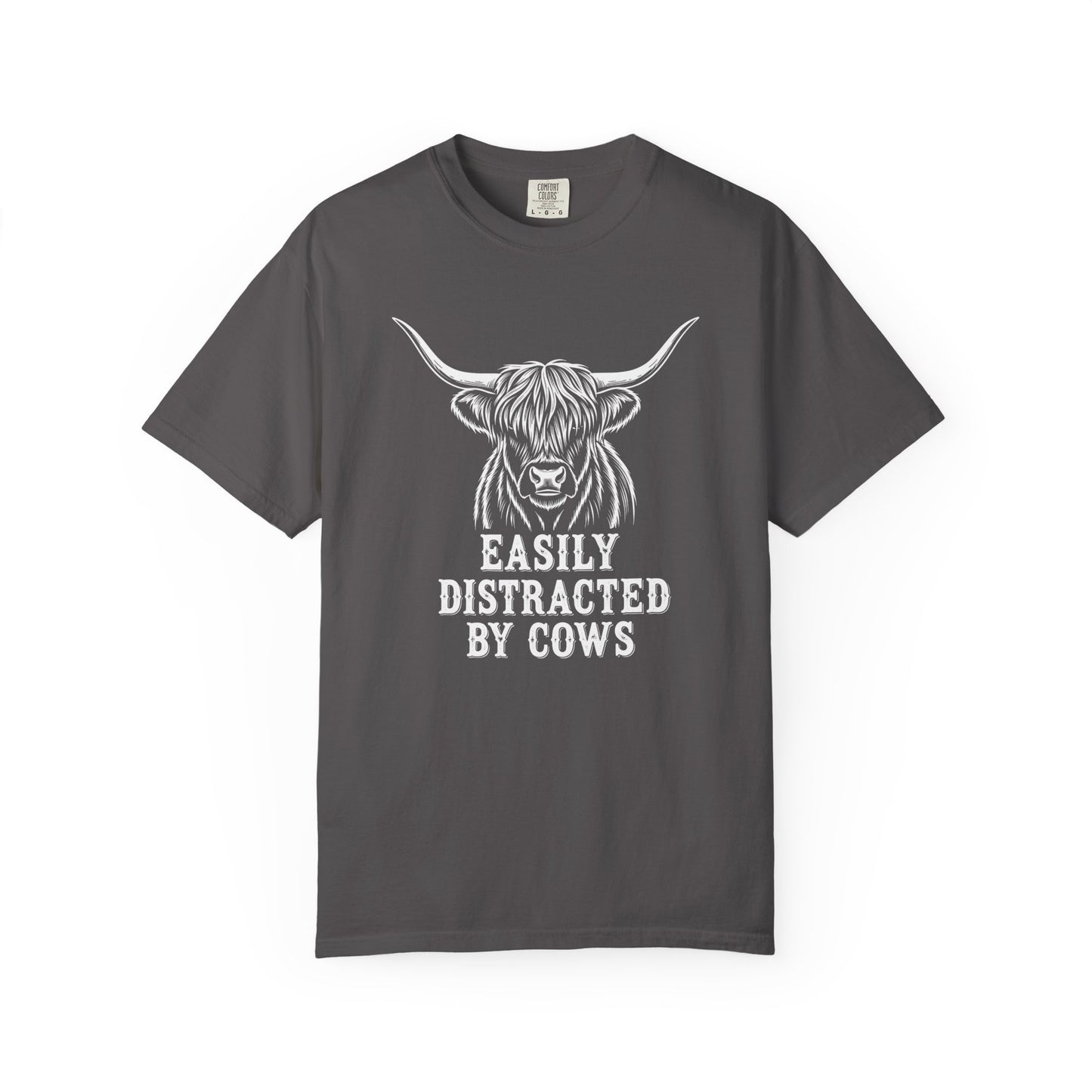 Easily Distracted by Cows T-shirt, Unisex Tee, Gift for Farmers, Animal Lover Shirt, Cute Cow Apparel, Casual Wear