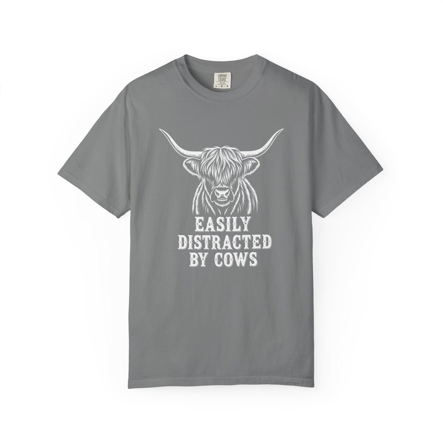 Easily Distracted by Cows T-shirt, Unisex Tee, Gift for Farmers, Animal Lover Shirt, Cute Cow Apparel, Casual Wear