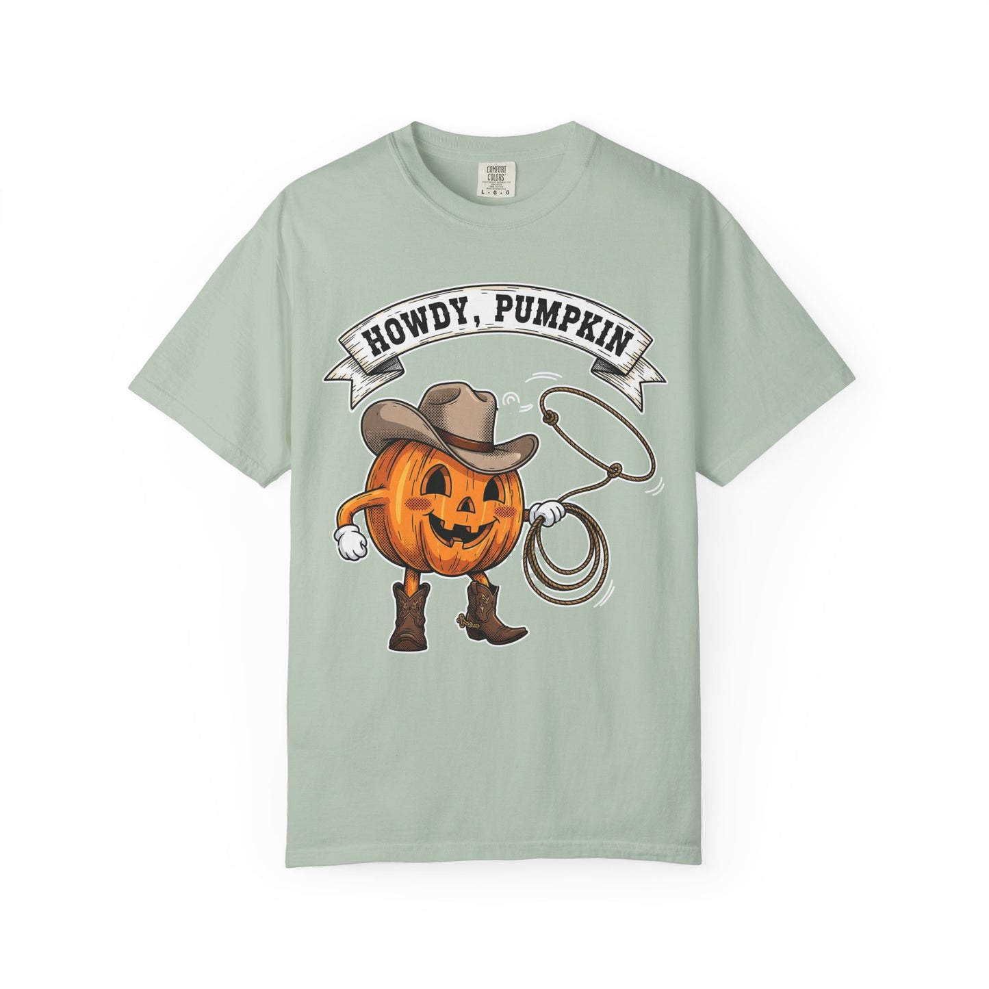 Howdy Pumpkin T-Shirt for Fall, Unisex Garment-Dyed Tee, Halloween Apparel, Autumn Fashion, Cowboy Style Shirt, Seasonal Gift