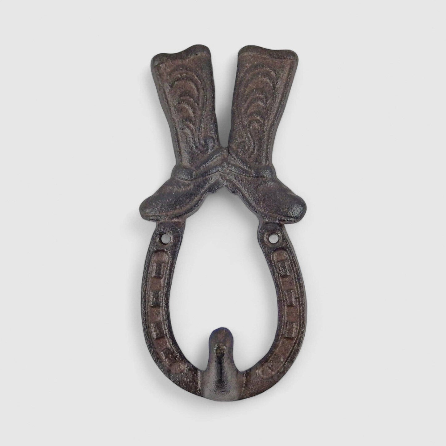 Cowboy Boot Wall Hook, Western Cast Iron for Coats or Keys, 6.1"