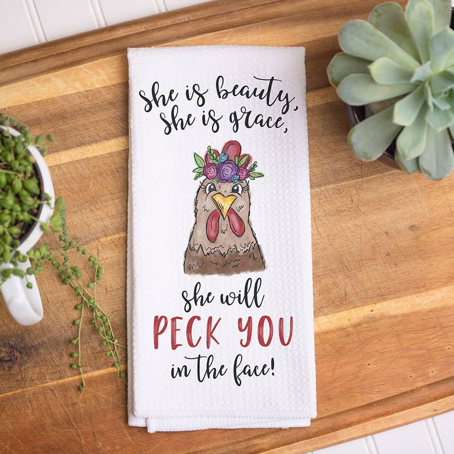 Funny Chicken Kitchen Towel, Farm Dish Towel, Tea Towel