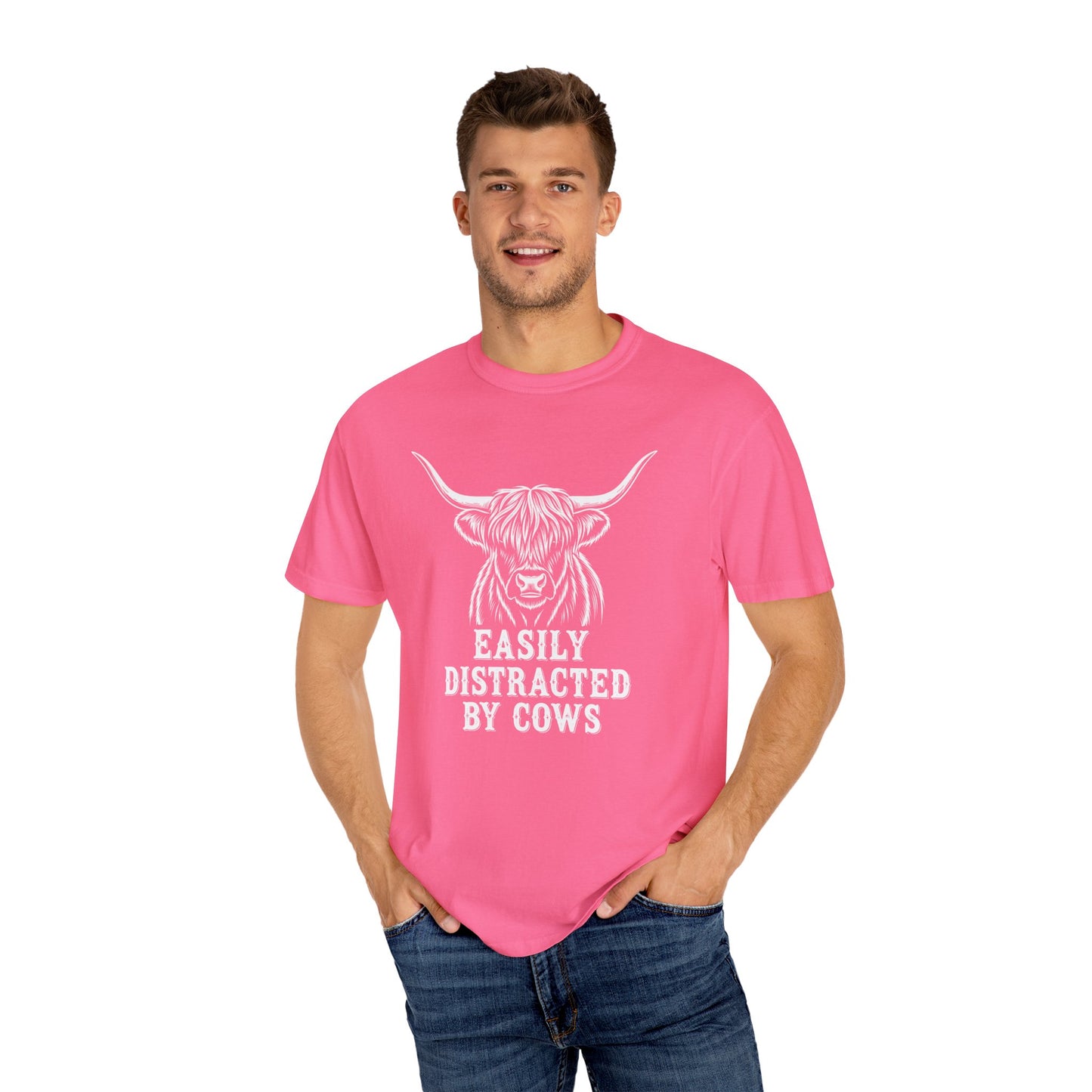 Easily Distracted by Cows T-shirt, Unisex Tee, Gift for Farmers, Animal Lover Shirt, Cute Cow Apparel, Casual Wear