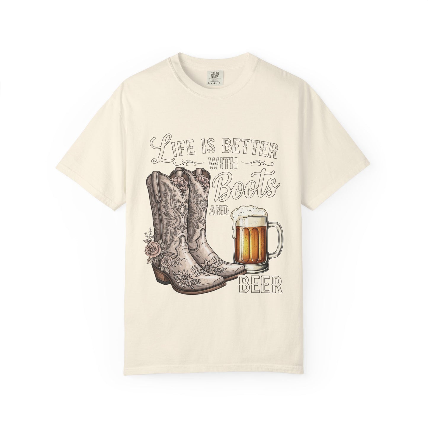 Life is Better with Boots and Beer T-Shirt, Cowboy Tee, Rustic Apparel, Western Style Shirt, Gift for Beer Lovers
