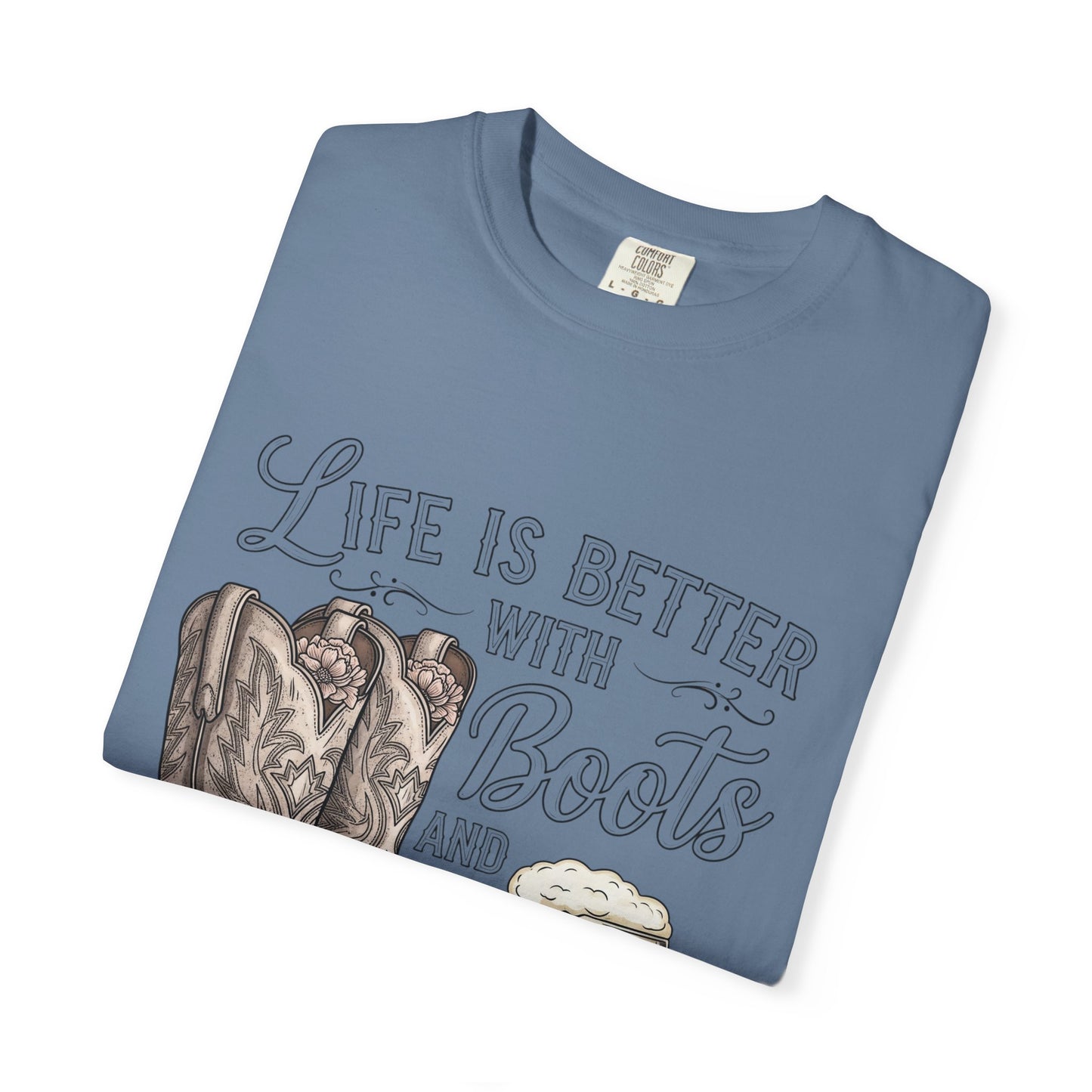 Life is Better with Boots and Beer T-Shirt, Cowboy Tee, Rustic Apparel, Western Style Shirt, Gift for Beer Lovers