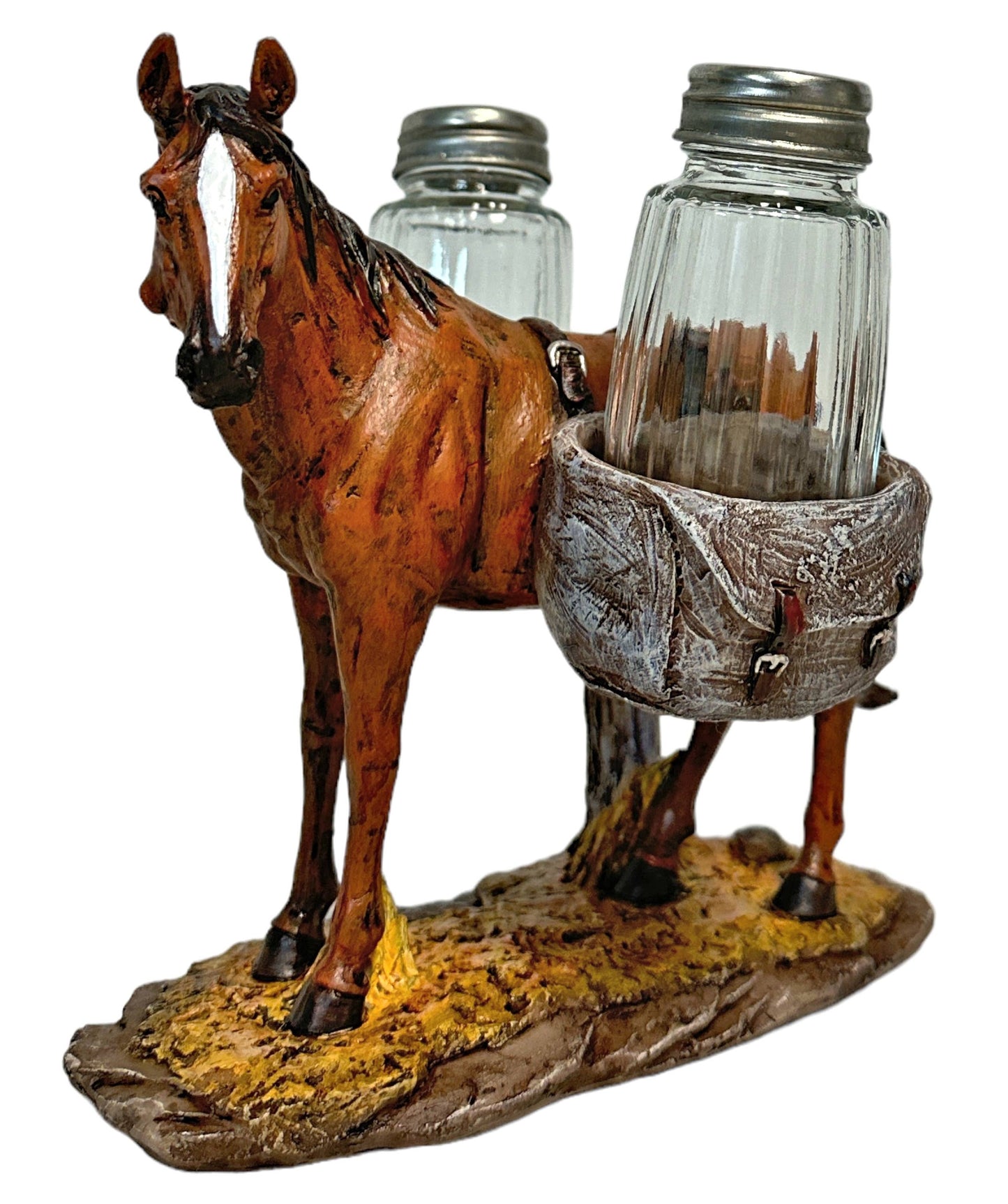 Horse Barnyard Ranch Salt and Pepper Shaker Holder Set