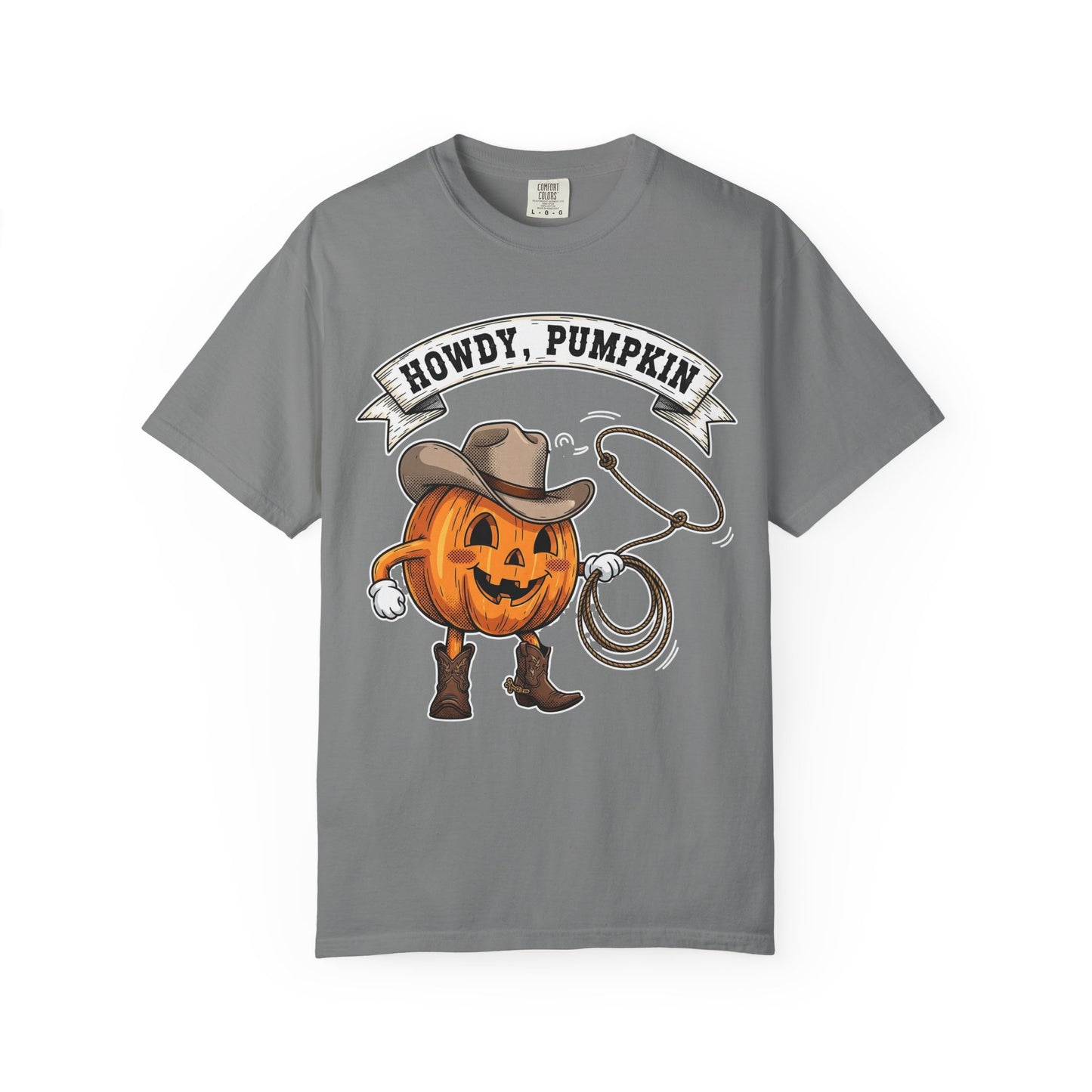 Howdy Pumpkin T-Shirt for Fall, Unisex Garment-Dyed Tee, Halloween Apparel, Autumn Fashion, Cowboy Style Shirt, Seasonal Gift