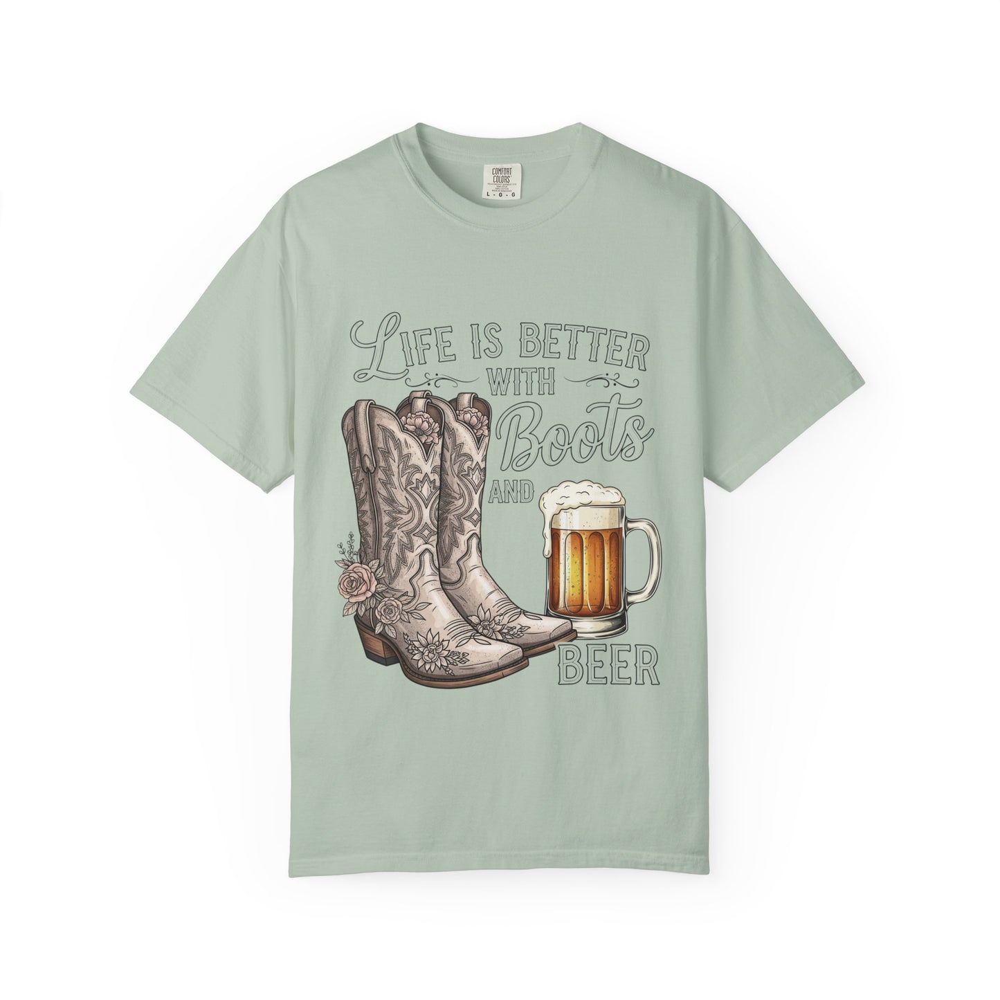 Life is Better with Boots and Beer T-Shirt, Cowboy Tee, Rustic Apparel, Western Style Shirt, Gift for Beer Lovers