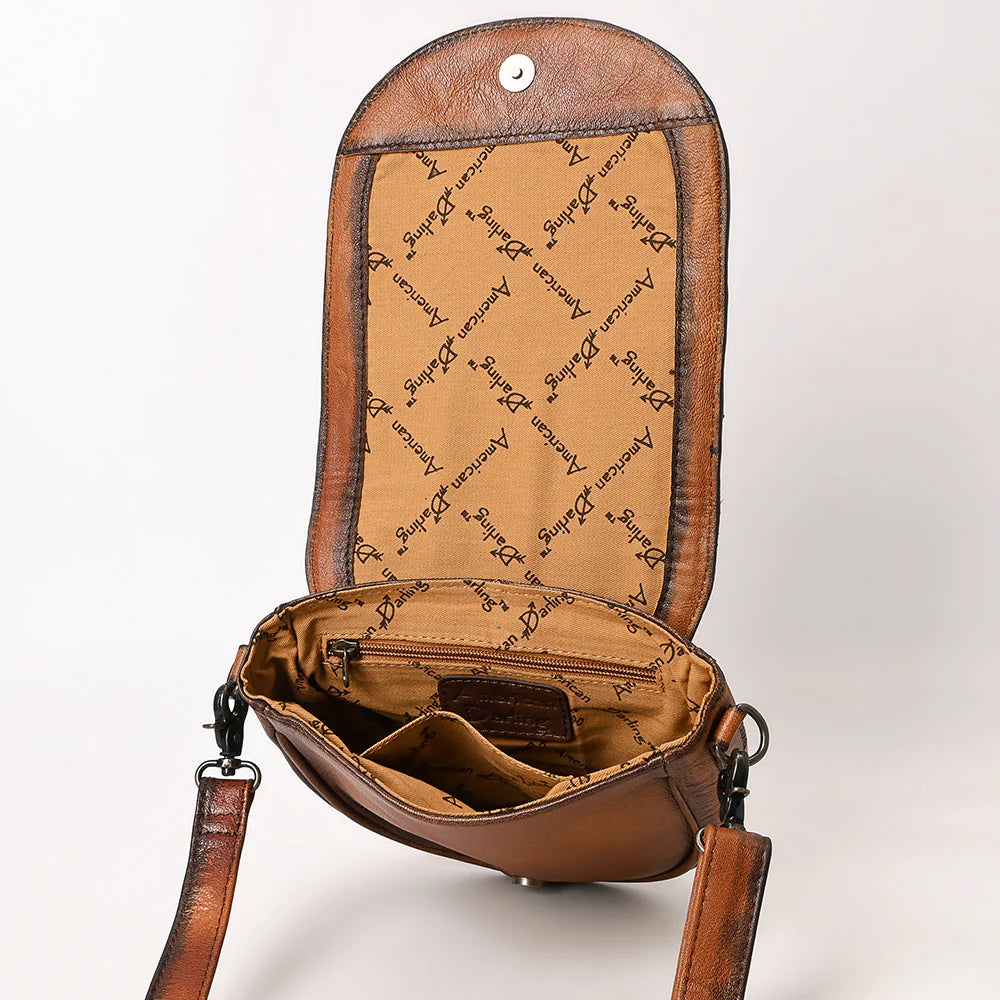 Hair-On Cowhide Saddle Crossbody Bag with Leather Tassel & Western Stitching