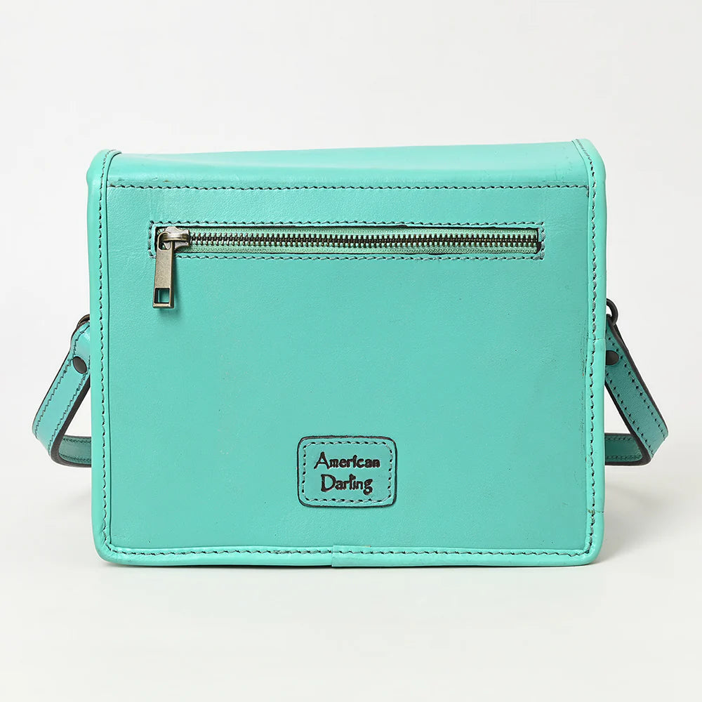 Western Cowhide & Hand-Tooled Leather Crossbody Bag