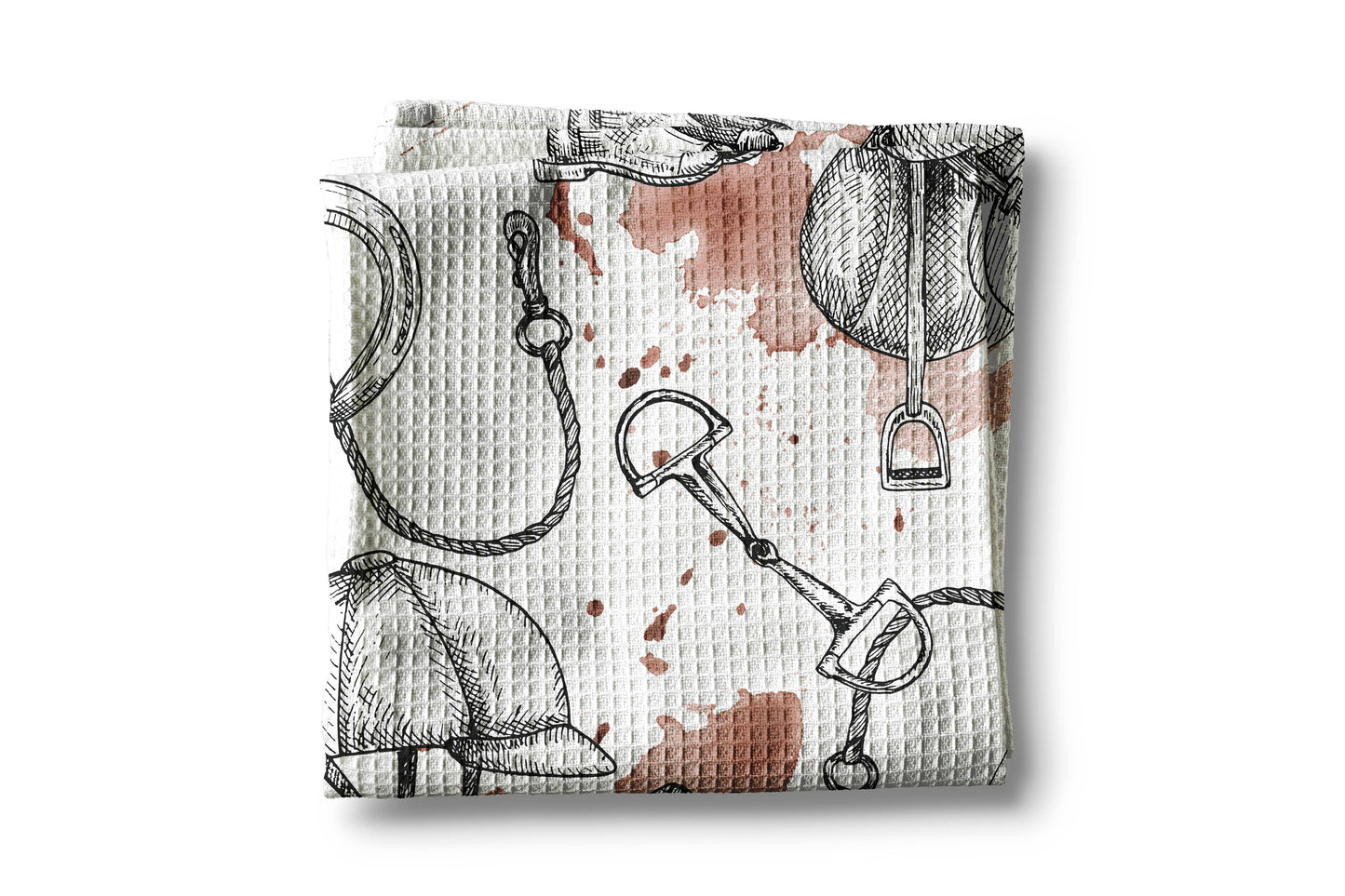Horse Pony Equestrian Tack Kitchen Towel Waffle Gifts Farm