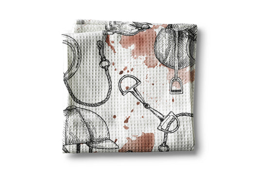 Horse Pony Equestrian Tack Kitchen Towel Waffle Gifts Farm