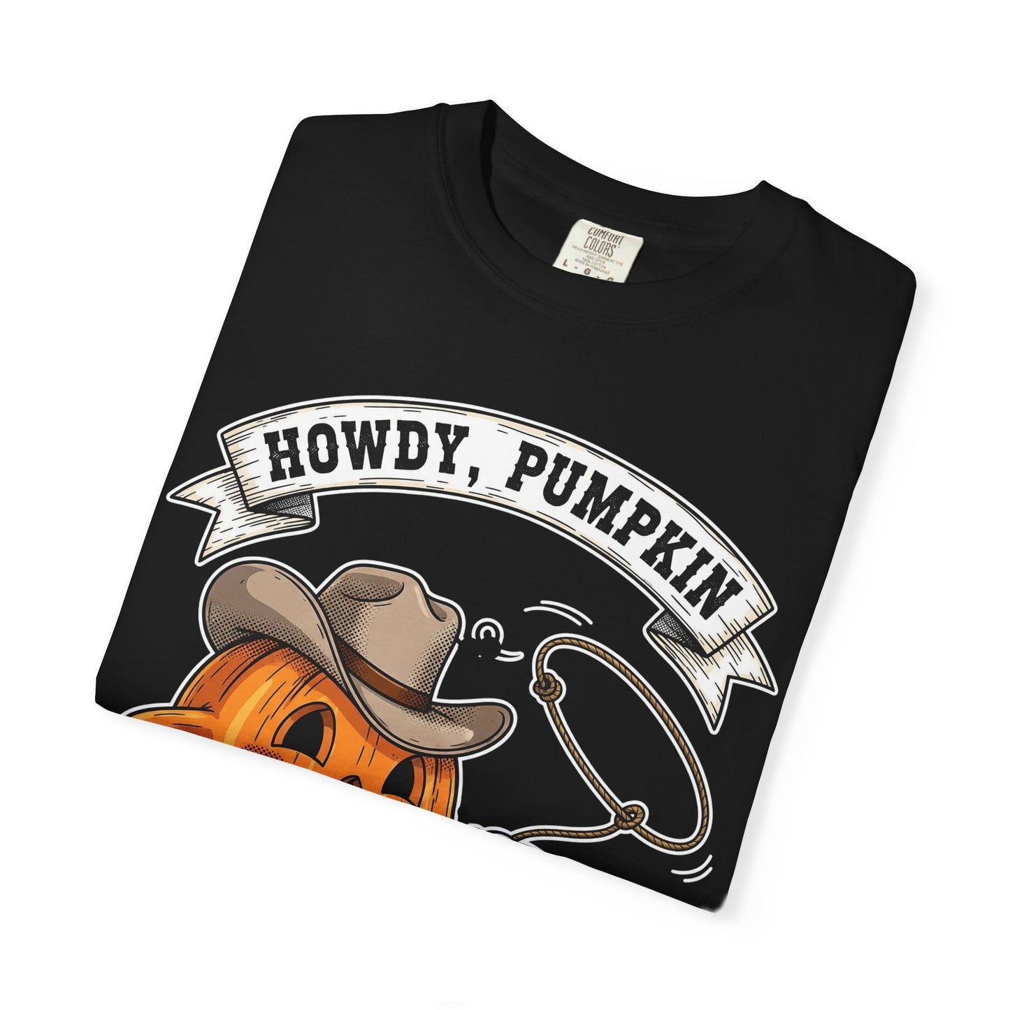 Howdy Pumpkin T-Shirt for Fall, Unisex Garment-Dyed Tee, Halloween Apparel, Autumn Fashion, Cowboy Style Shirt, Seasonal Gift