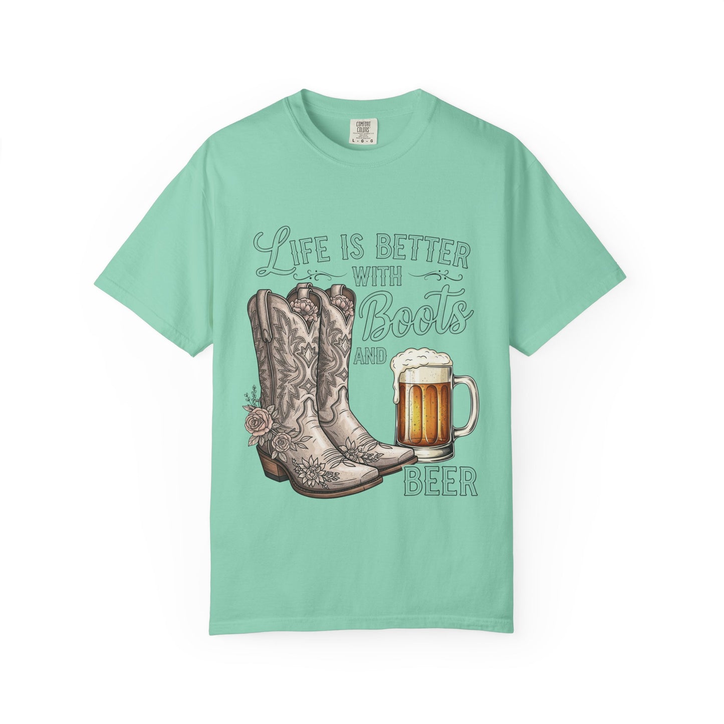 Life is Better with Boots and Beer T-Shirt, Cowboy Tee, Rustic Apparel, Western Style Shirt, Gift for Beer Lovers