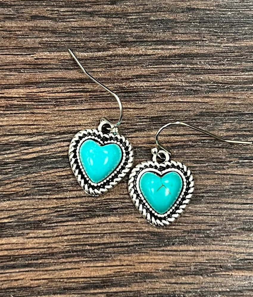 Heart Synthetic Turquoise Earrings