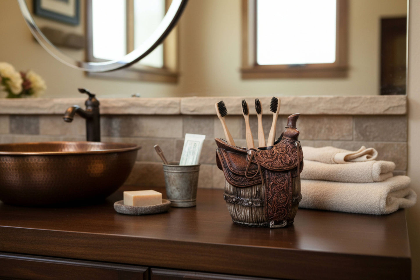 TOOTHBRUSH HOLDER SADDLE, 4.7"X4.3"X7