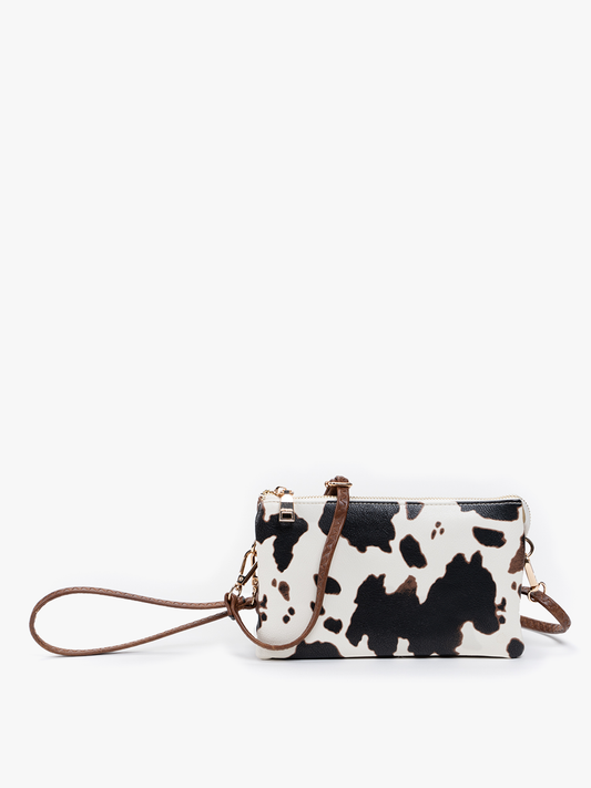 M013COW Riley Cow 3 Compartment Crossbody/Wristlet