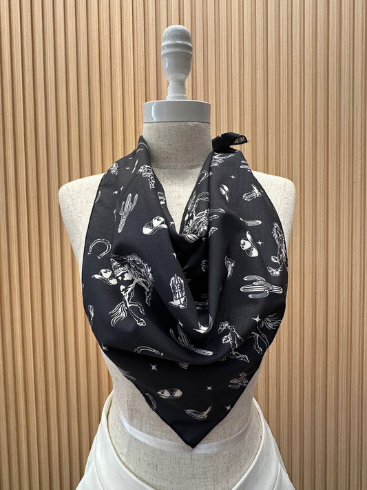 Western Cowboy Rodeo All Over  Print Scarf