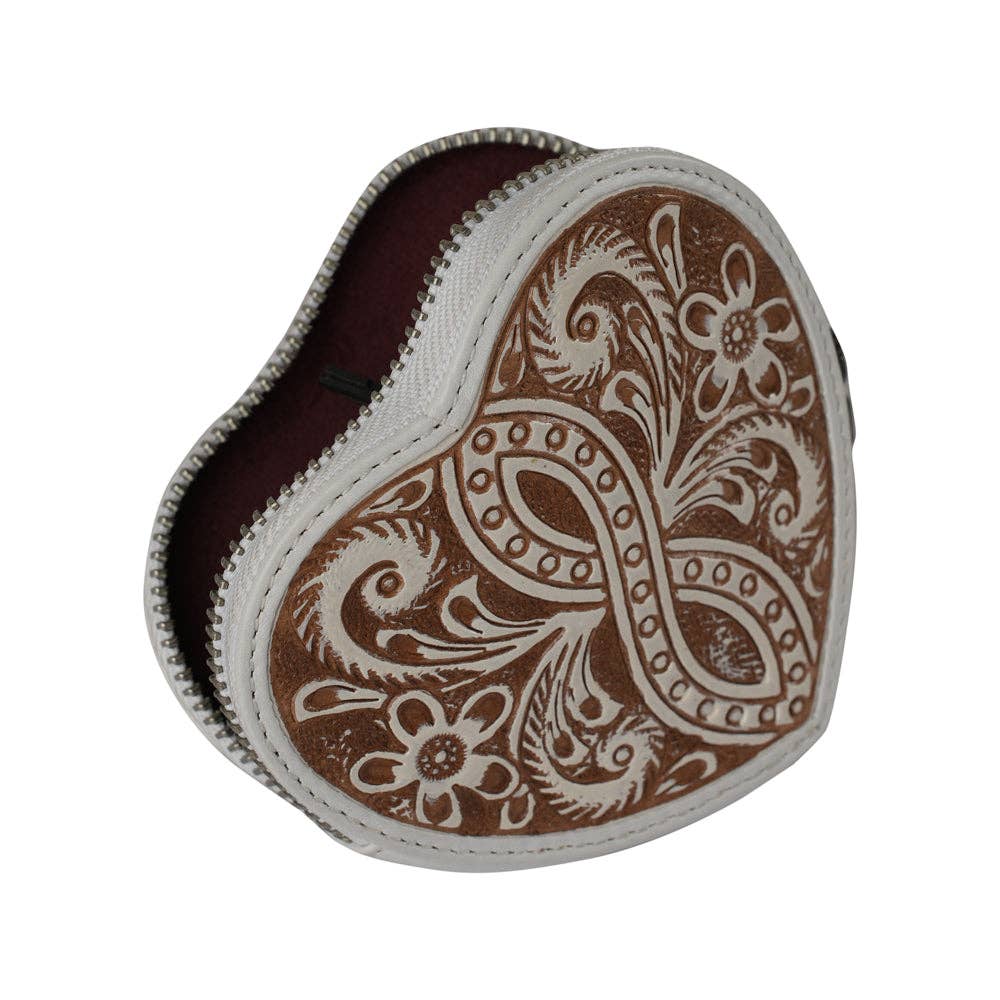 HandTooled Cupid Coin Pouch Ivory Dust