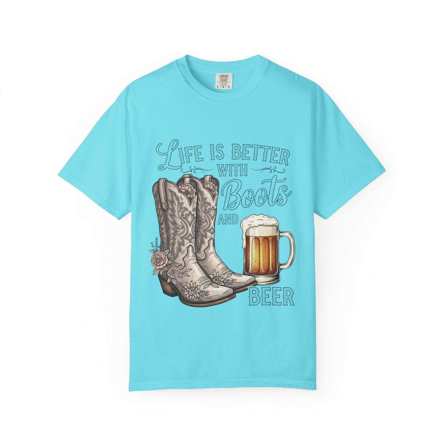 Life is Better with Boots and Beer T-Shirt, Cowboy Tee, Rustic Apparel, Western Style Shirt, Gift for Beer Lovers
