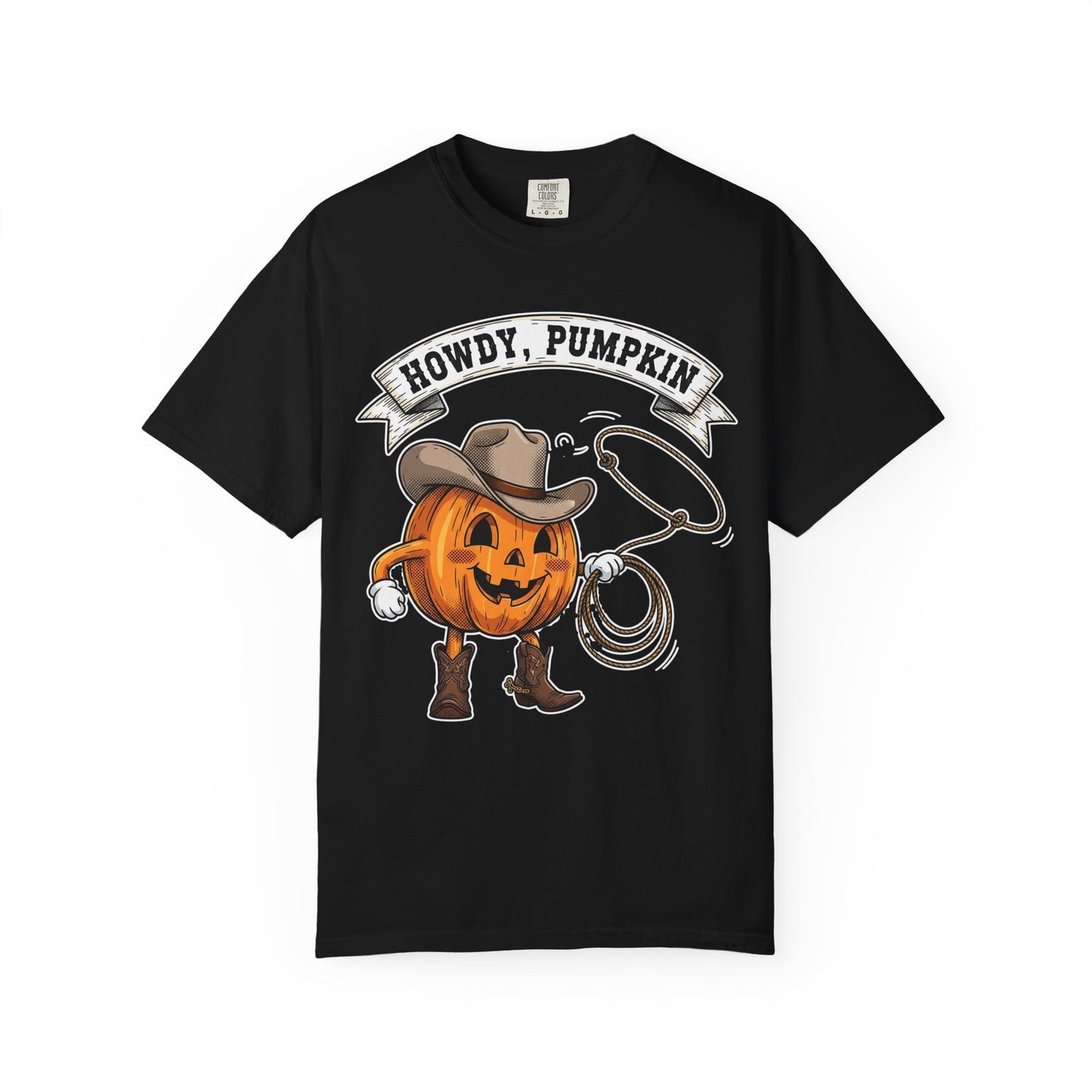 Howdy Pumpkin T-Shirt for Fall, Unisex Garment-Dyed Tee, Halloween Apparel, Autumn Fashion, Cowboy Style Shirt, Seasonal Gift