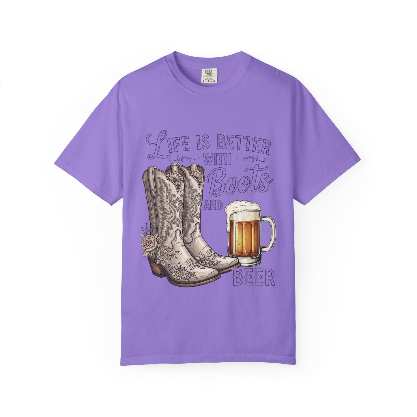 Life is Better with Boots and Beer T-Shirt, Cowboy Tee, Rustic Apparel, Western Style Shirt, Gift for Beer Lovers