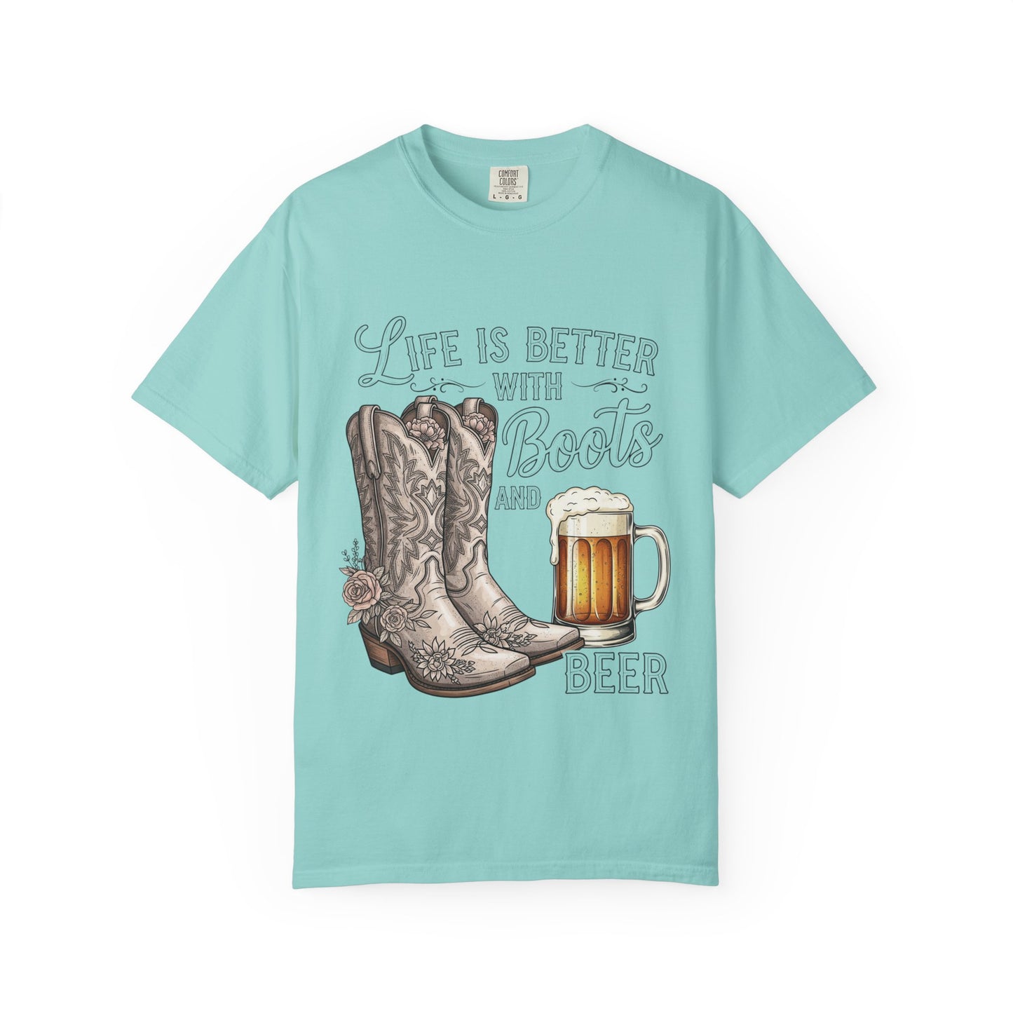 Life is Better with Boots and Beer T-Shirt, Cowboy Tee, Rustic Apparel, Western Style Shirt, Gift for Beer Lovers