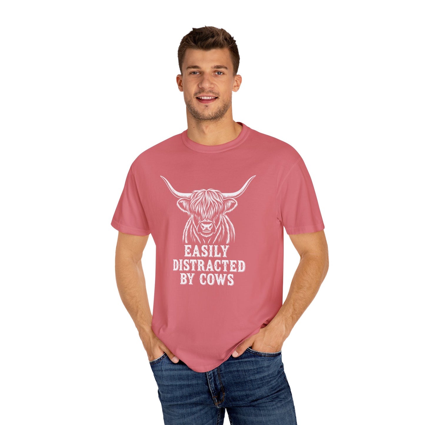 Easily Distracted by Cows T-shirt, Unisex Tee, Gift for Farmers, Animal Lover Shirt, Cute Cow Apparel, Casual Wear