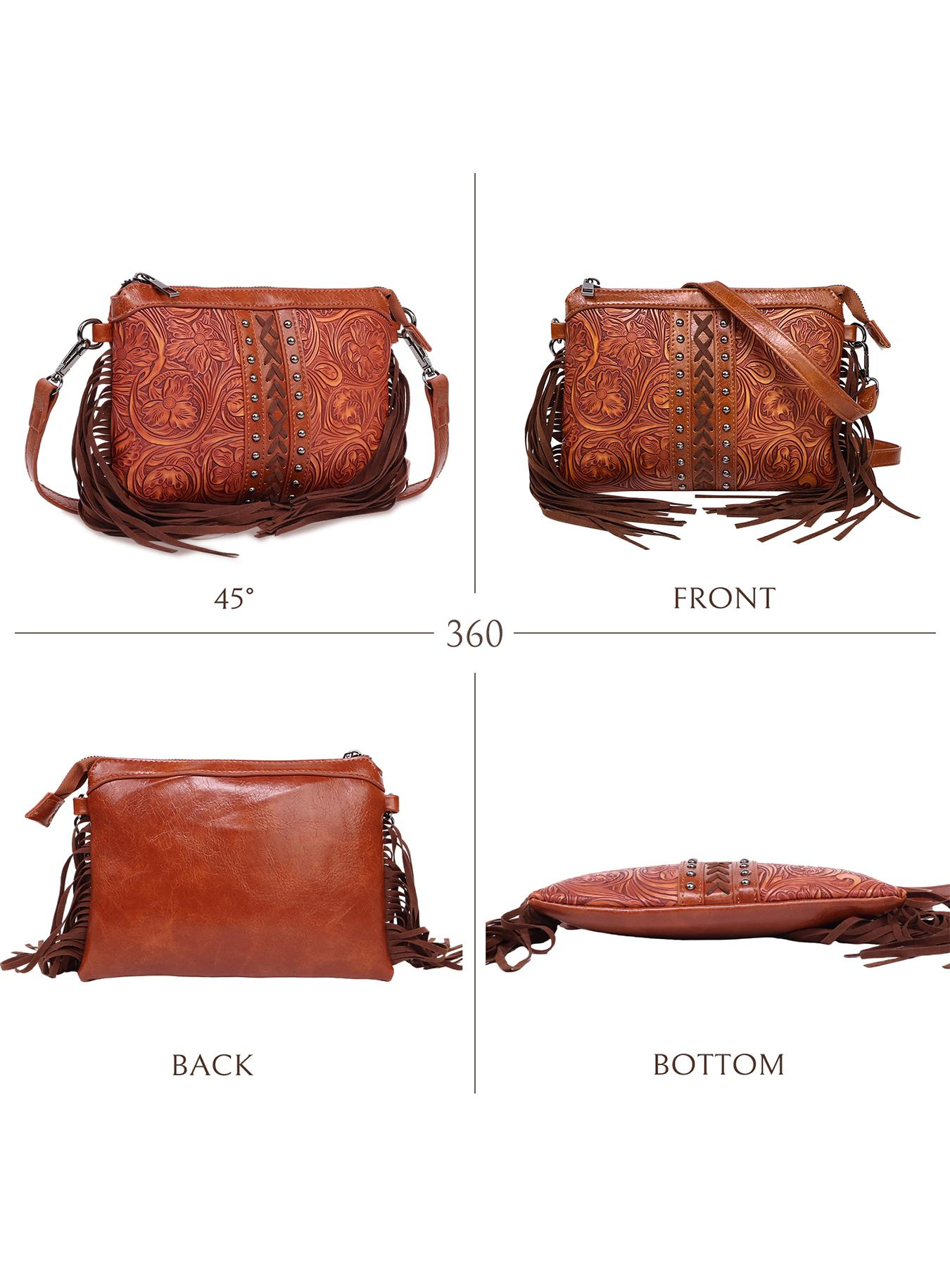 Brown Fringe Western Crossbody Bag