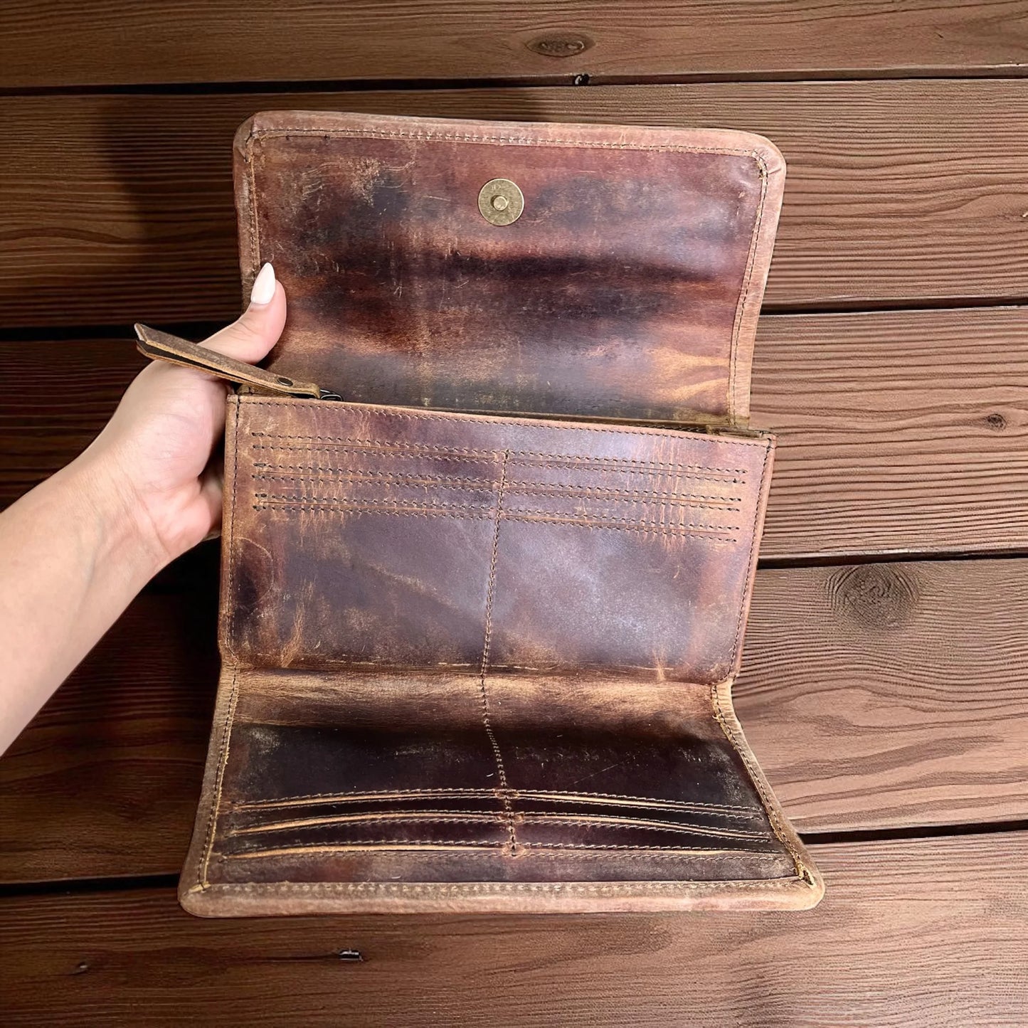 Black/white Patchwork cowhide & leather wallet