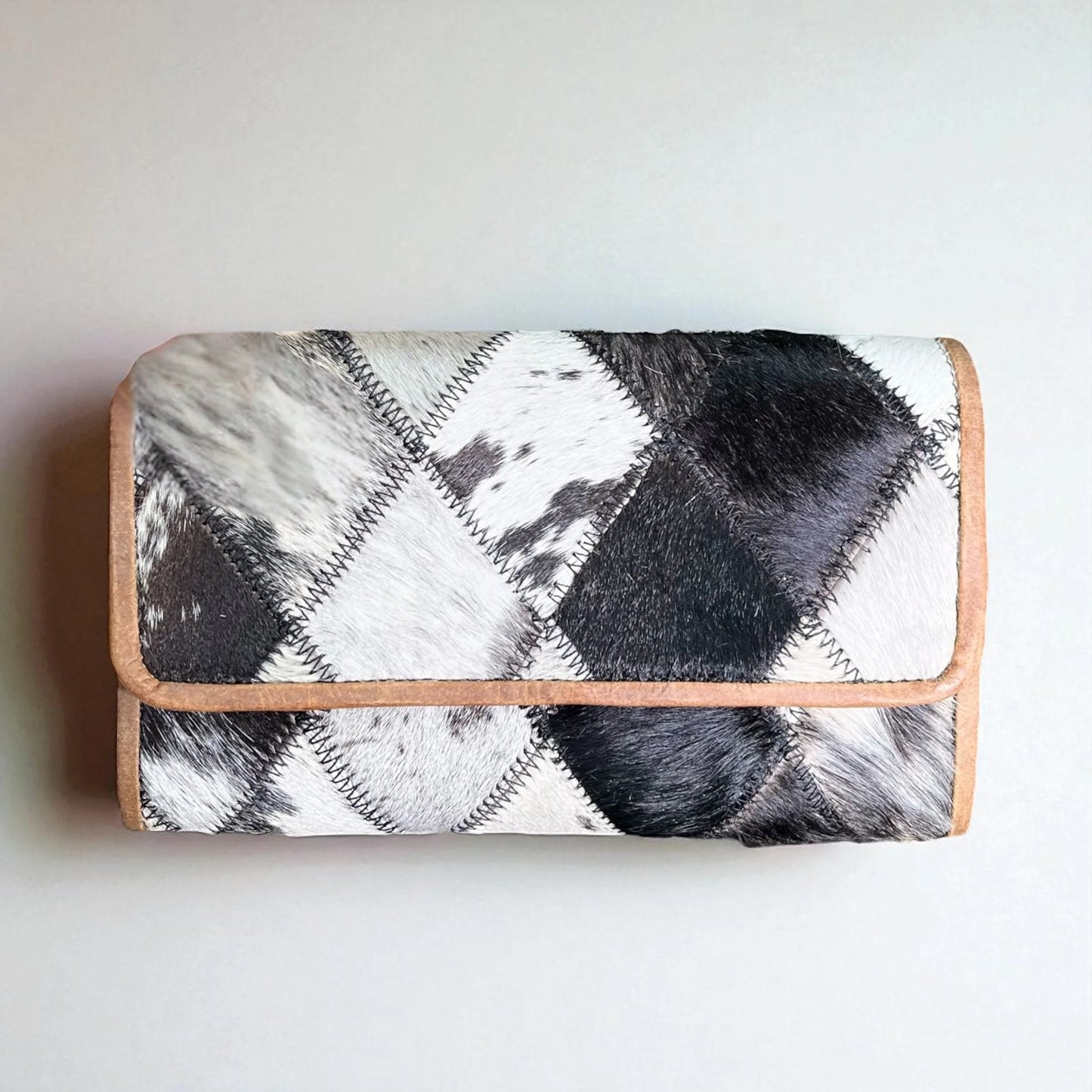 Black/white Patchwork cowhide & leather wallet