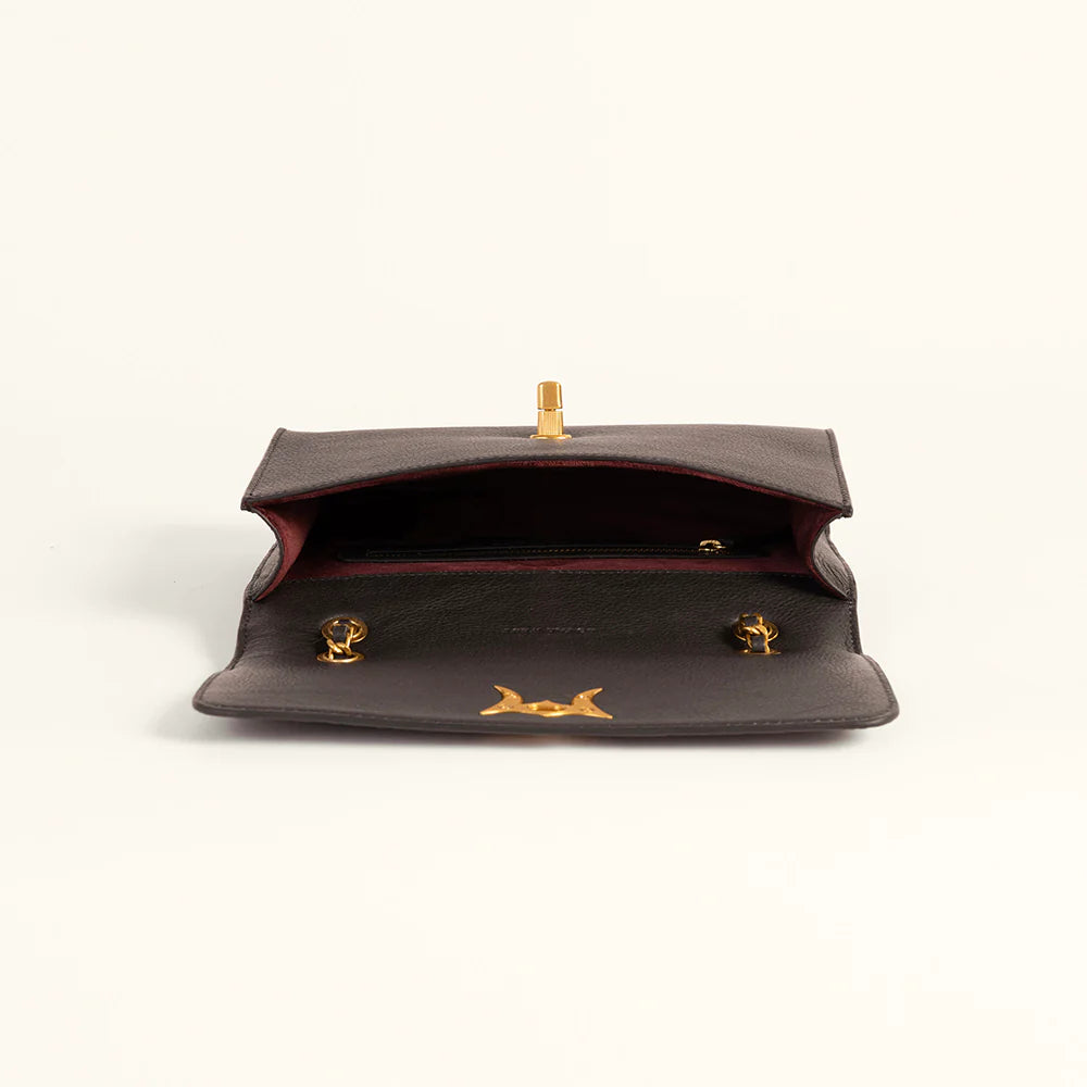 Loyal West Savi Small Embossed & Grained Leather Bag - Charcoal