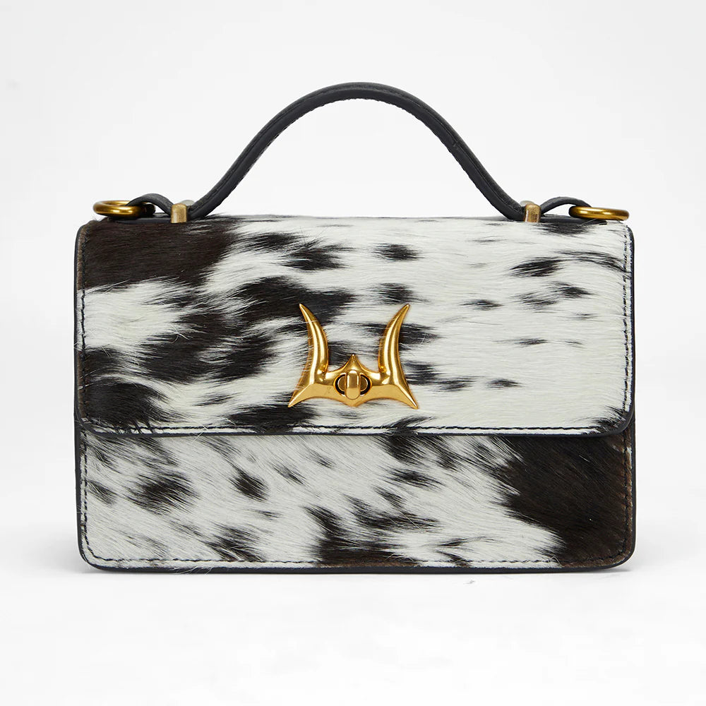Loyal West Valencia Leather Bag - Black & White Cowhide