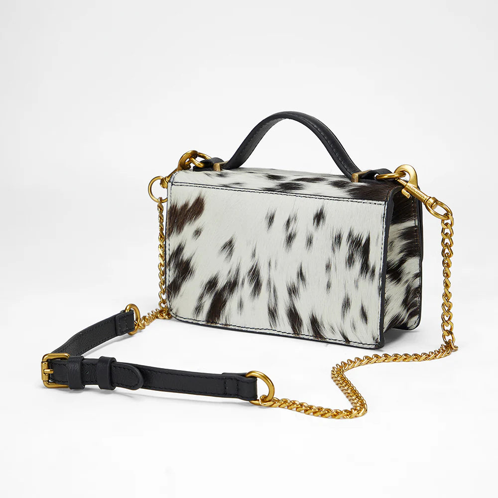 Loyal West Valencia Leather Bag - Black & White Cowhide