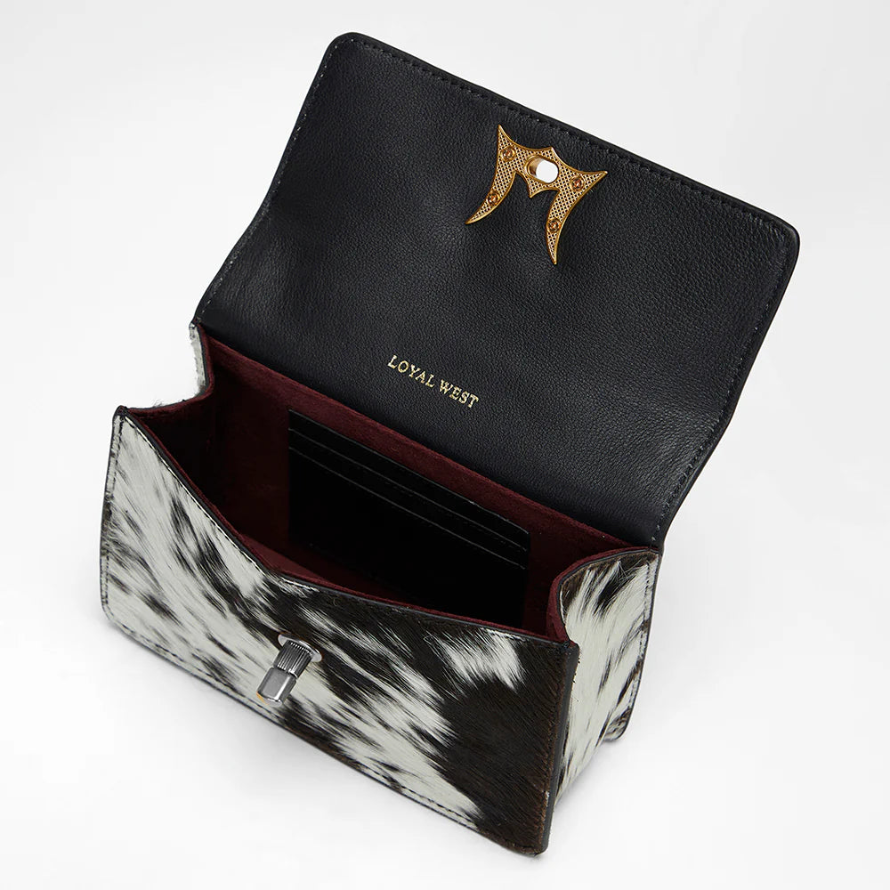 Loyal West Valencia Leather Bag - Black & White Cowhide