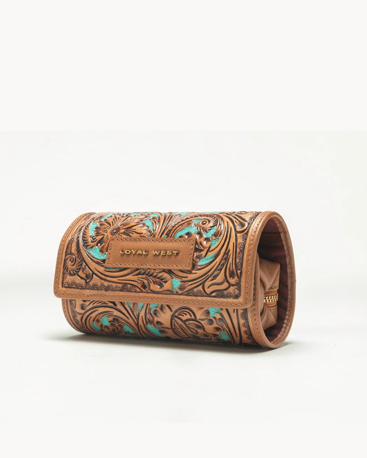 Loyal West Canyon Jewellery Case Handtooled Leather - Whiskey & Water