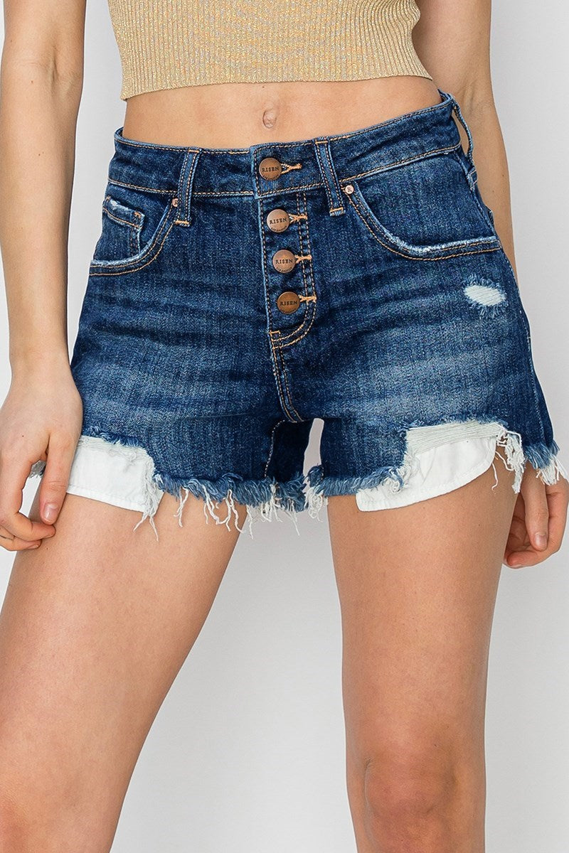 MID RISE BUTTON DOWN SHORTS