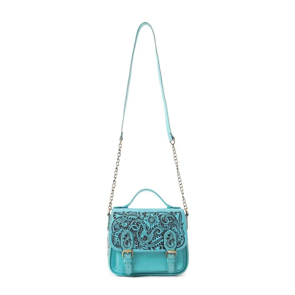 Sapphire Scroll Shoulder Bag In Turquoise