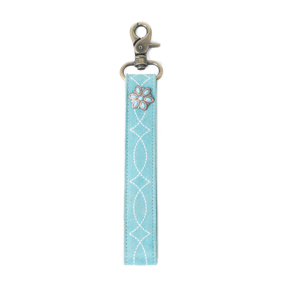 Myra Rodeo Rose Leather Key Fob in Sunset Turquoise - Single