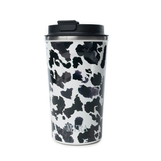 Myra Wrangler's Brew Stainless Steel Mug in Black Leopard Print
