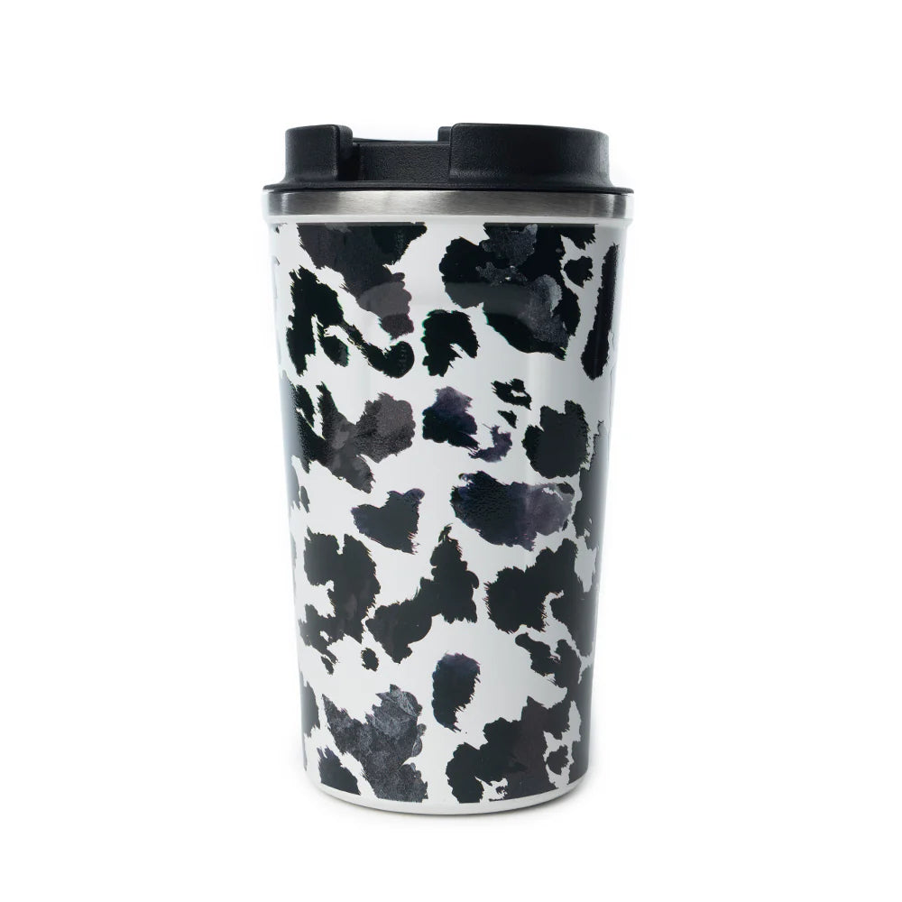 Myra Wrangler's Brew Stainless Steel Mug in Black Leopard Print