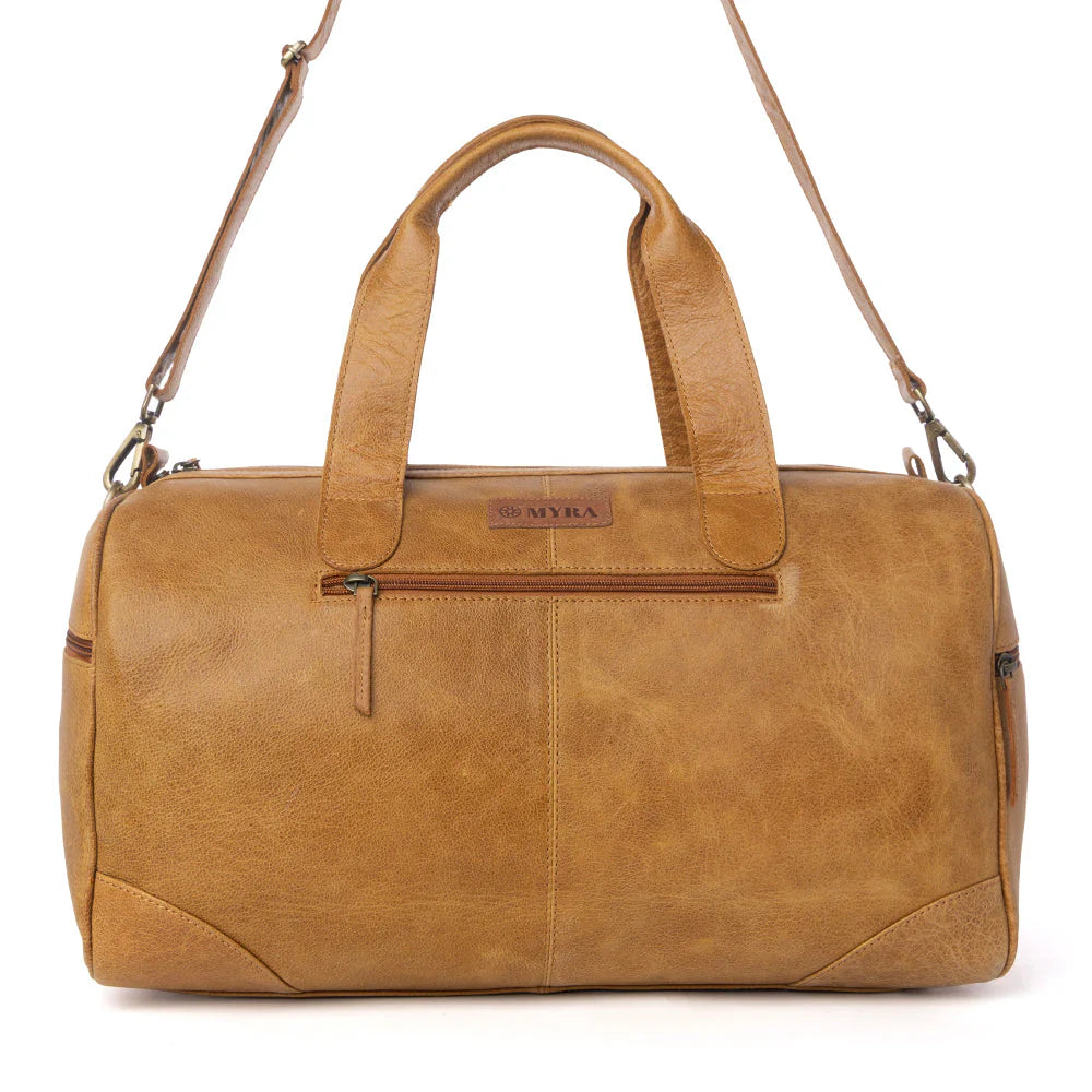 Cattle Drive Men's Hairon Leather Traveller Bag in Bridle Ivory