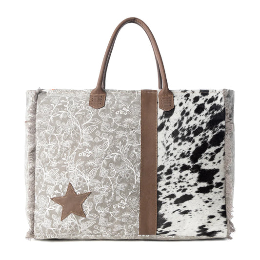 Wildstar Pony Western Weekender Bag for Women in white with hairon detail