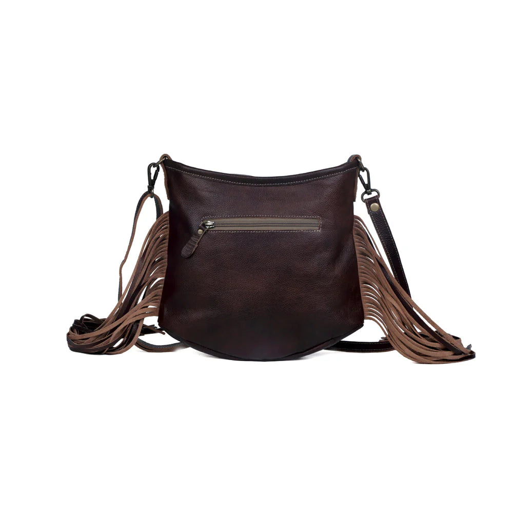 Myra Sculpted Brown Leather & Hairon Bag