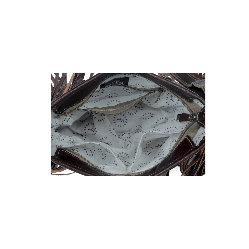 Myra Sculpted Brown Leather & Hairon Bag