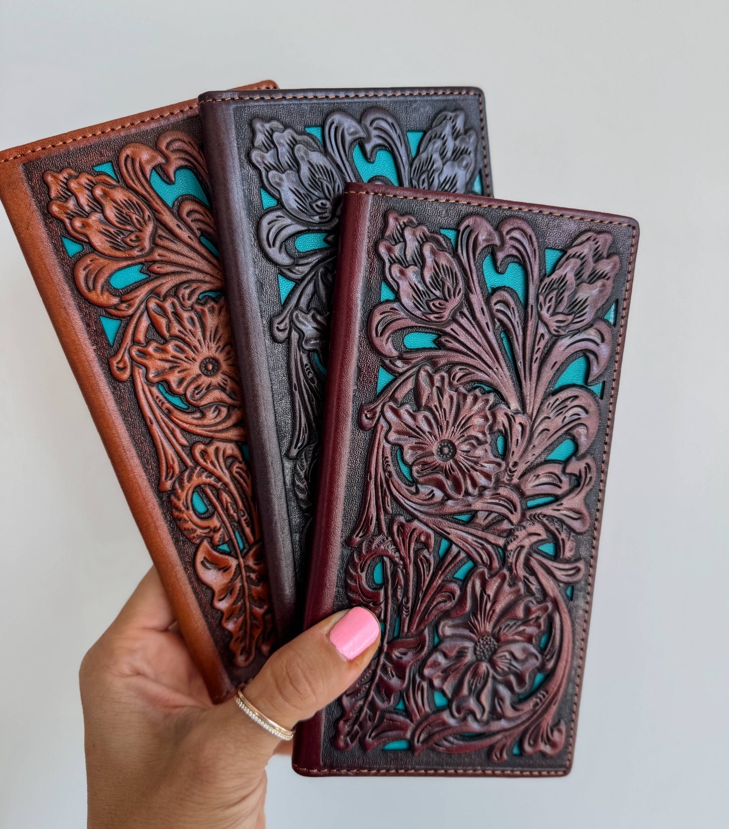 Genuine Tooled Leather Bi-Fold Wallet
