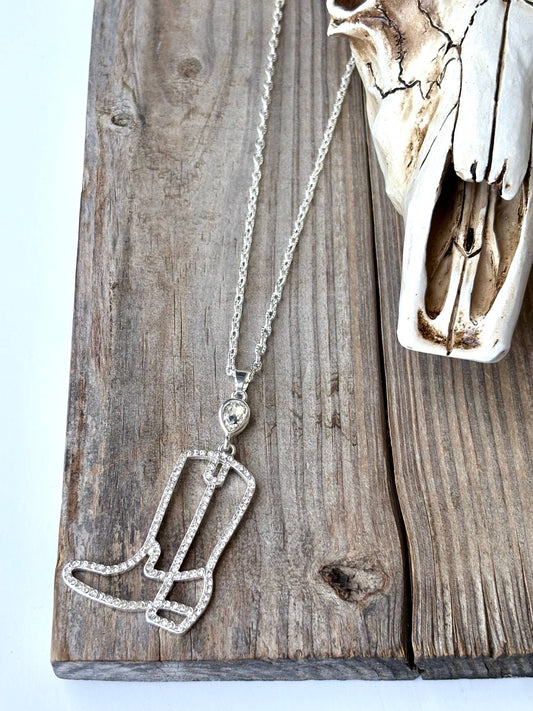 Western Style Rhinestone & Glass Stone Pendant Necklace