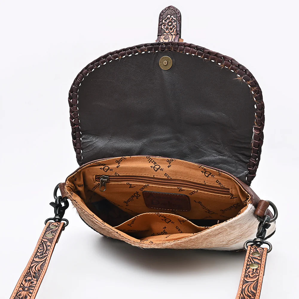 Small Crossbody Hair-On Hand Tooled Genuine Leather women bag western Bag