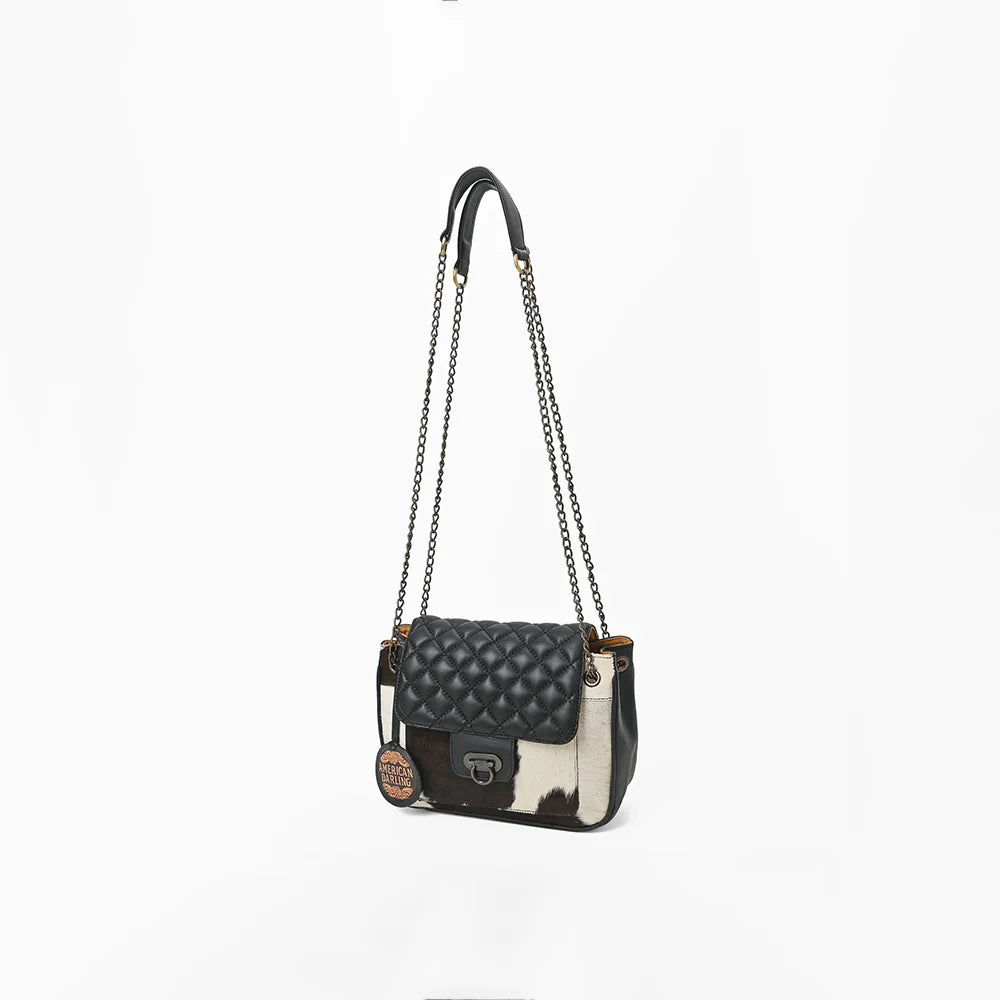 American Darling Hair On Hide Quilted Leather Chain Strap Crossbody Bag