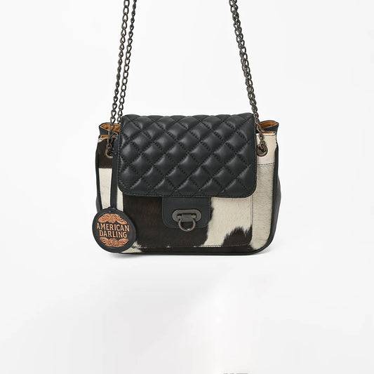 American Darling Hair On Hide Quilted Leather Chain Strap Crossbody Bag